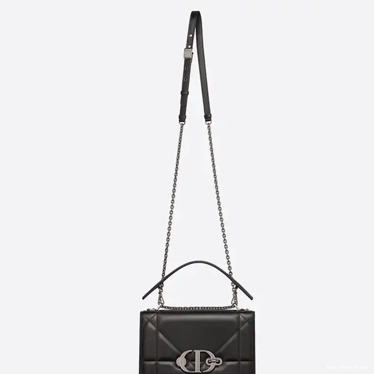 Cheap Chain with 30 Dior Montaigne Lambskin Bag Handle Maxicannage Black 0217 Hot Sale