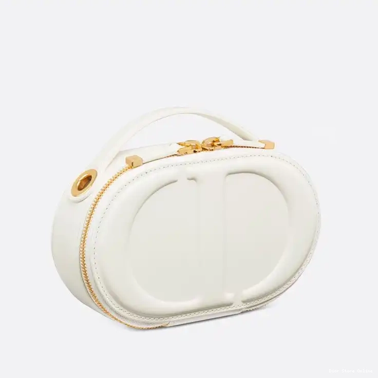 Cheap Camera Dior Calfskin CD Bag Oval Signature White 0226 Hot Sale