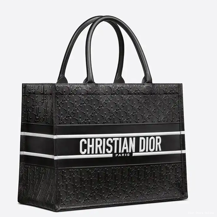 Cheap Black Tote Calfskin Embossed Dior Book Oblique White 0210 Hot Sale