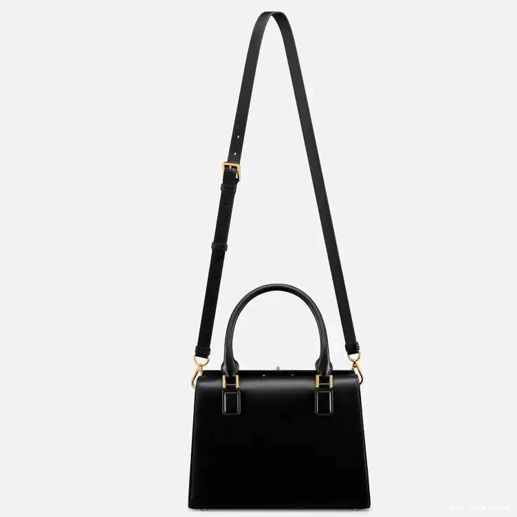 Cheap Boston Box Medium Bag Black Dior Calfskin 0222 Hot Sale