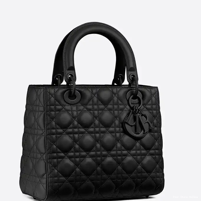 Cheap Bag Dior Black Lady Cannage Calfskin Medium Ultramatte 0218 Hot Sale