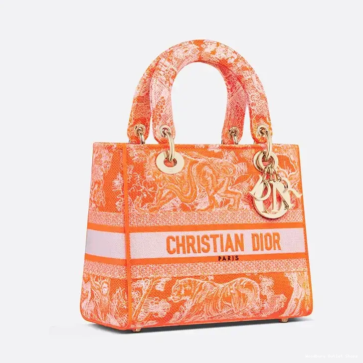 Cheap Orange Jouy Bag D-lite Motif Lady de Medium Canvas Toile 0209 Hot Sale