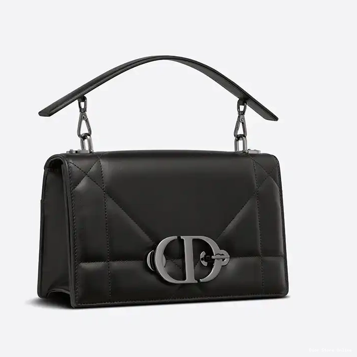 Cheap Chain with 30 Dior Montaigne Lambskin Bag Handle Maxicannage Black 0217 Hot Sale