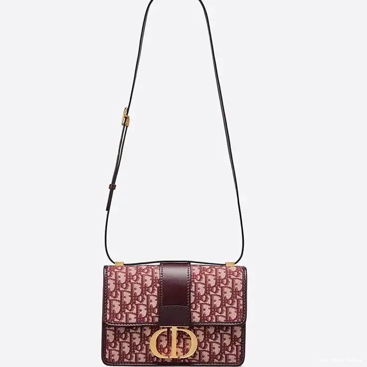 Cheap Oblique Montaigne Motif Burgundy Bag 30 Dior Canvas 0225 Hot Sale