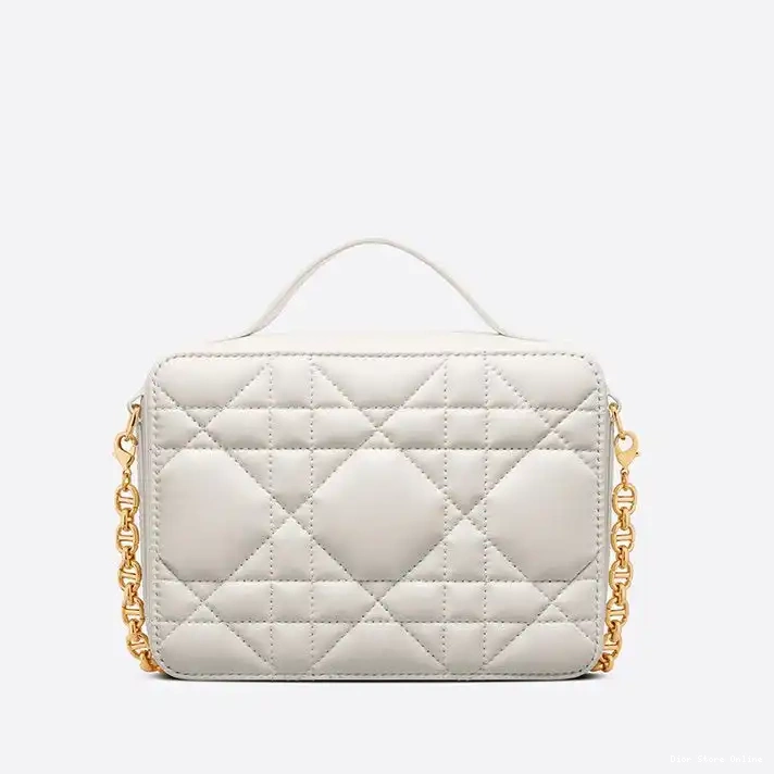 Cheap Box Dior Bag with Caro Chain Calfskin White Cannage 0214 Hot Sale