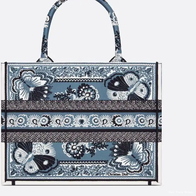 Cheap Book Bandana Dior Butterfly Blue Tote Canvas Motif 0217 Hot Sale