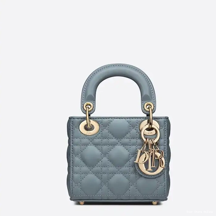 Blue Micro Lady Sky Dior Cannage Lambskin Bag 0227 Hot Sale