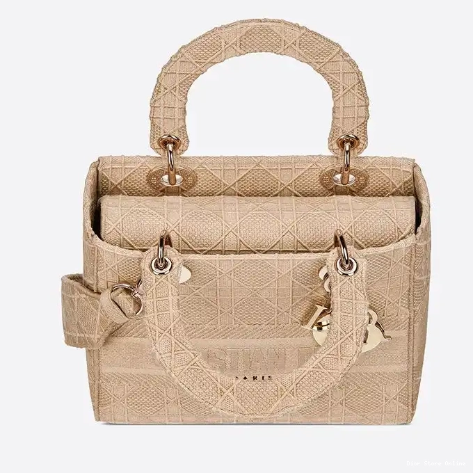 Cheap Medium Cannage Lady Beige D-lite Canvas Bag Motif 0210 Hot Sale