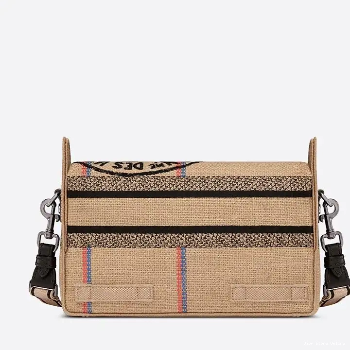 Cheap Motif Canvas Small Diorcamp Beige Jute Messenger 0213 Hot Sale