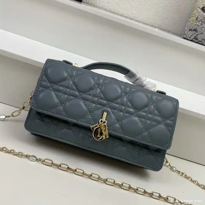 Miss Top Dior Bag Blue Lambskin Mini Handle Sky Cannage 0226 Hot Sale