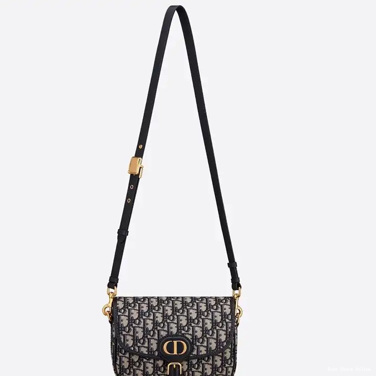 Cheap Dior Blue Oblique Motif Bag Medium Canvas Bobby 0218 Hot Sale