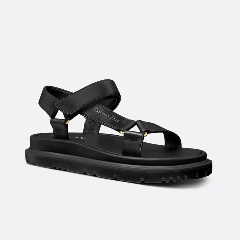 Cheap Dior D-Wave Sandals Women Calfskin Black 0204 Hot Sale