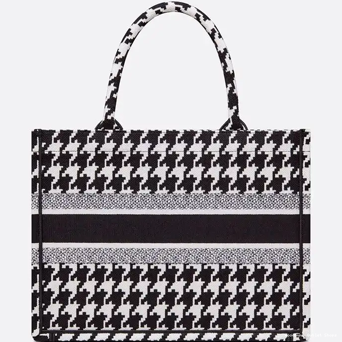 Cheap Houndstooth Dior Tote Black Motif Book Canvas Macro 0225 Hot Sale