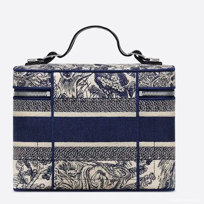 Cheap Case DiorTravel Jouy Motif Toile Medium Blue de Canvas Vanity 0221 Hot Sale