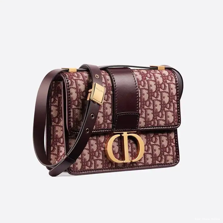 Cheap Montaigne Oblique Motif 30 Burgundy Canvas Dior Bag 0219 Hot Sale