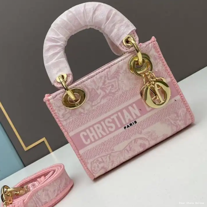 D-lite Lady Toile Canvas Motif de Bag Jouy Pink Mini 0226 Hot Sale