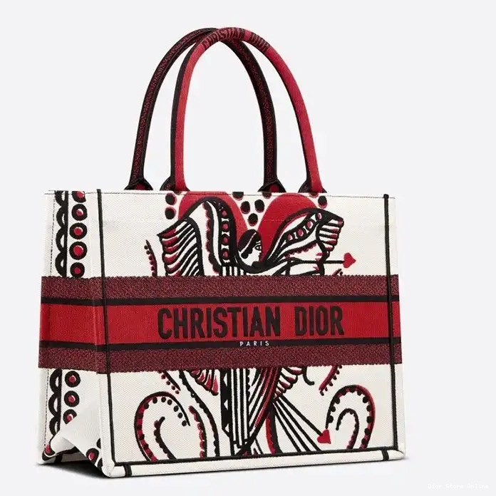 Cheap Canvas White Tote Cupidon Motif Dior Book 0210 Hot Sale