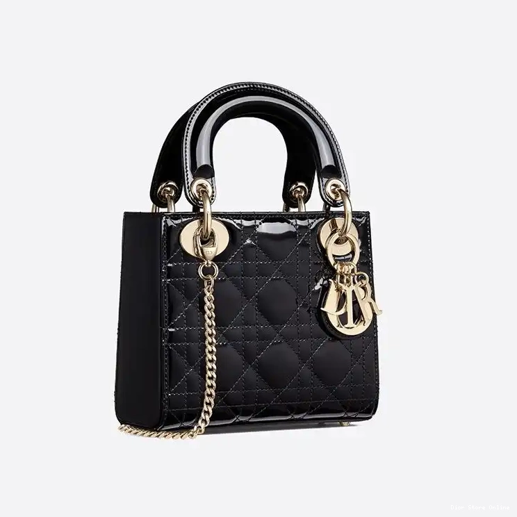 Cheap Dior Mini Patent Cannage Bag Lady Black Calfskin 0217 Hot Sale