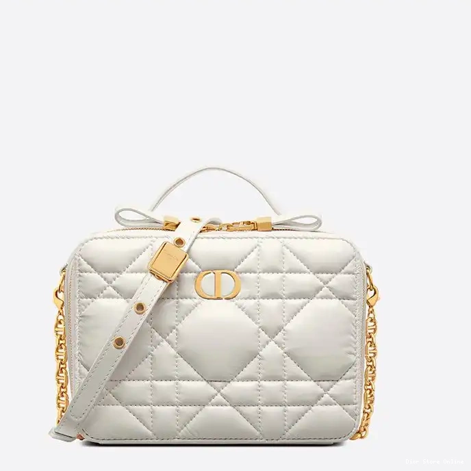 Caro Bag Box Cannage with White Dior Chain Calfskin 0227 Hot Sale