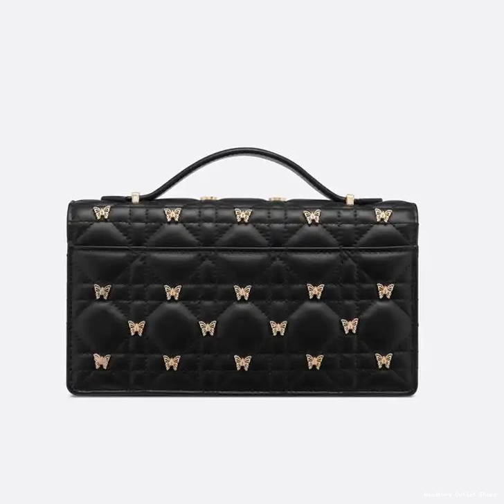 Cheap with Cannage Dior Butterfly Miss Studs Black Handle Bag Lambskin Top 0224 Hot Sale