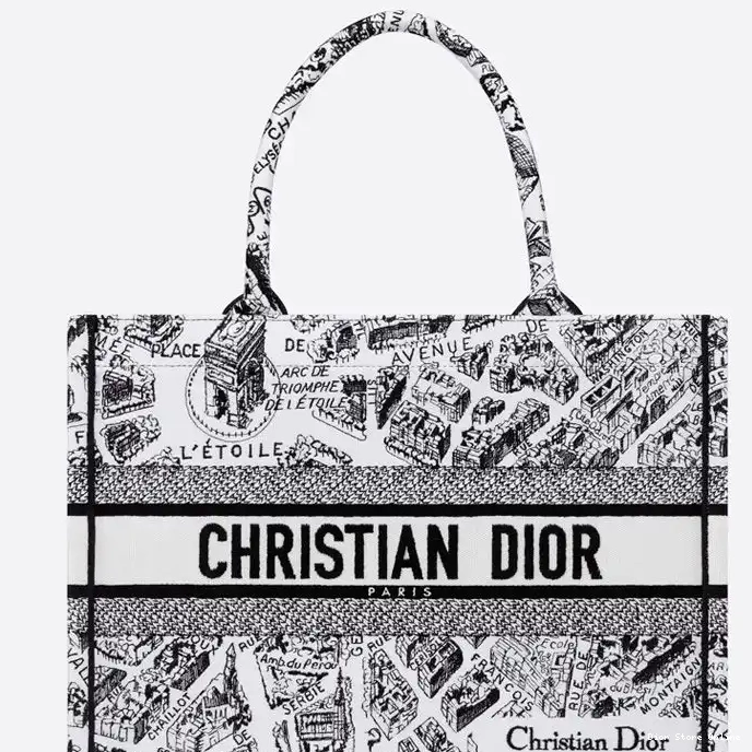 Cheap Dior Book de Tote Canvas White Motif Paris Plan 0215 Hot Sale