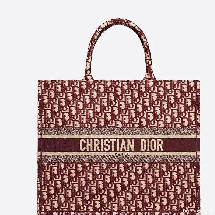 Cheap Oblique Dior Motif Tote Burgundy Book Canvas 0209 Hot Sale