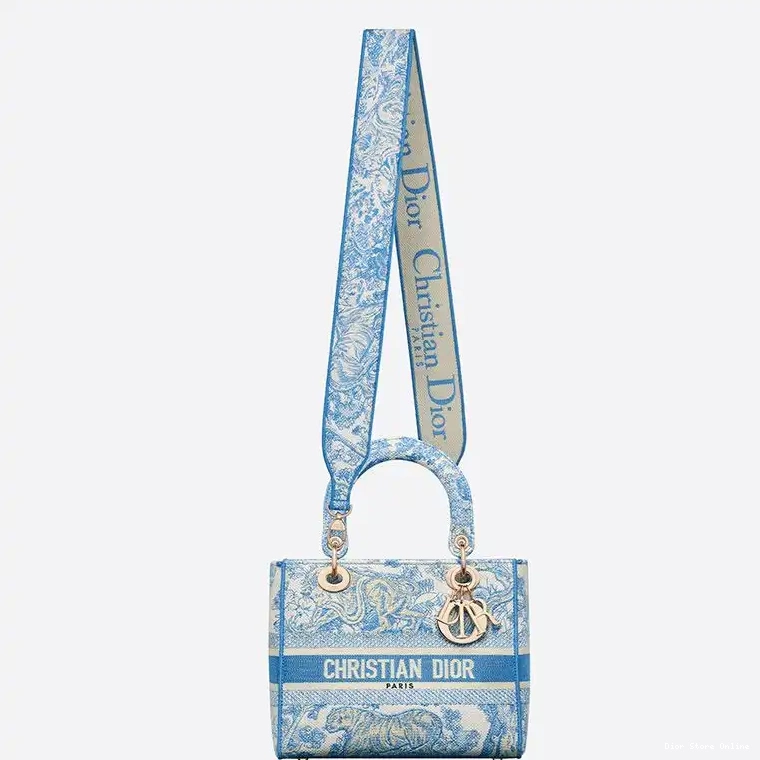 Cheap Blue Motif D-lite Toile Jouy Lady de Light Bag Medium Canvas 0214 Hot Sale