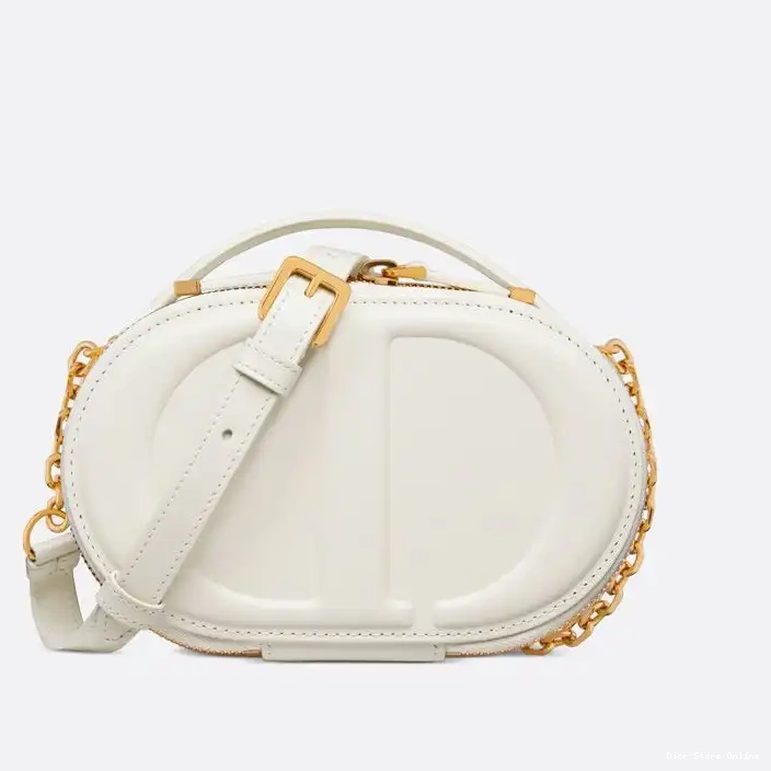 Camera Dior Calfskin CD Bag Oval Signature White 0226 Hot Sale