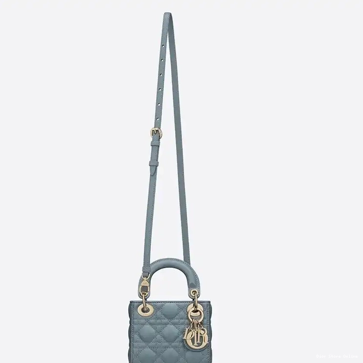 Cheap Blue Micro Lady Sky Dior Cannage Lambskin Bag 0227 Hot Sale