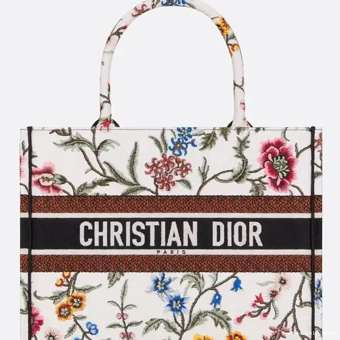 Fleurs Book Canvas Dior Motif White Petites Tote 0226 Hot Sale