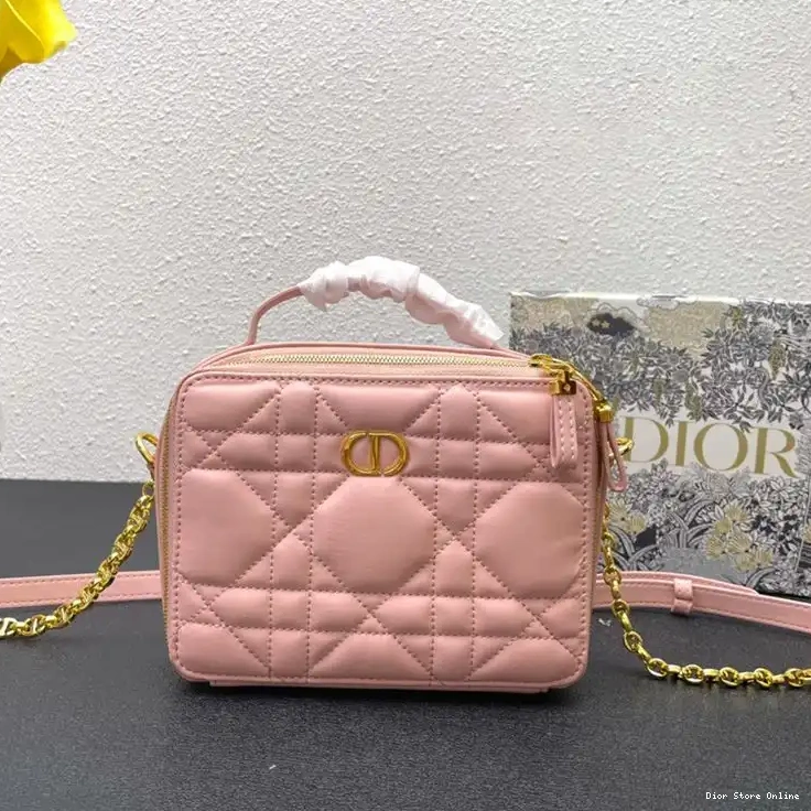 Cheap Box Caro with Calfskin Bag Chain Dior Pink Cannage 0217 Hot Sale