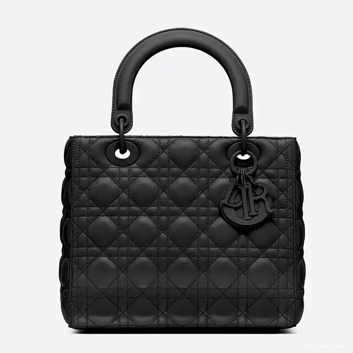 Cheap Black Ultramatte Medium Cannage Calfskin Bag Lady Dior 0213 Hot Sale