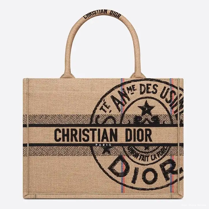 Jute Beige Tote Motif Book Dior Canvas 0227 Hot Sale