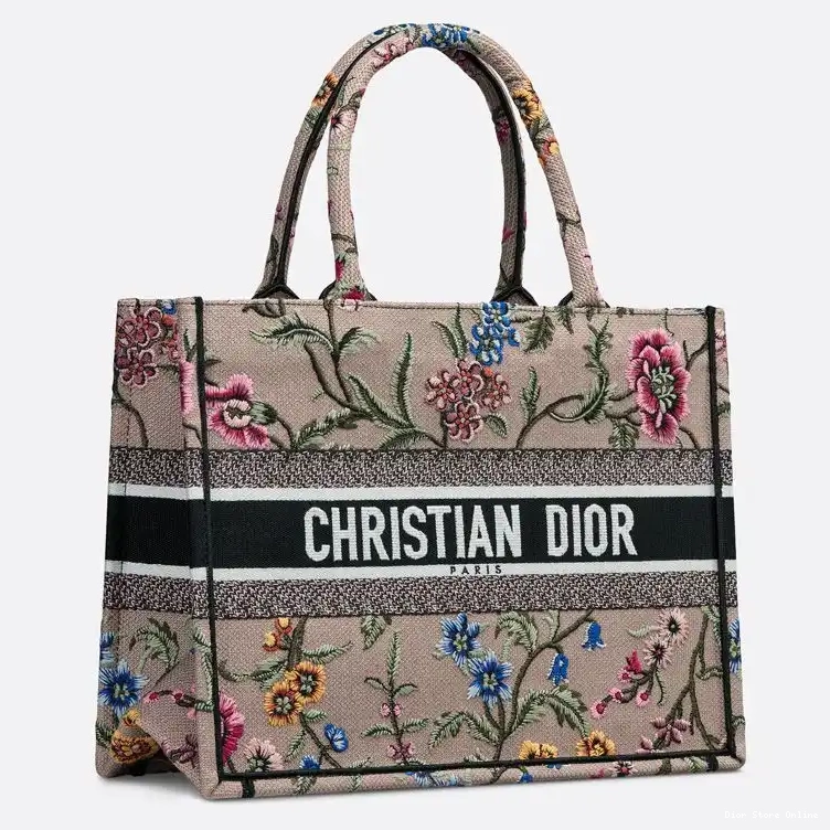 Cheap Pink Fleurs Motif Canvas Dior Book Petites Tote 0222 Hot Sale