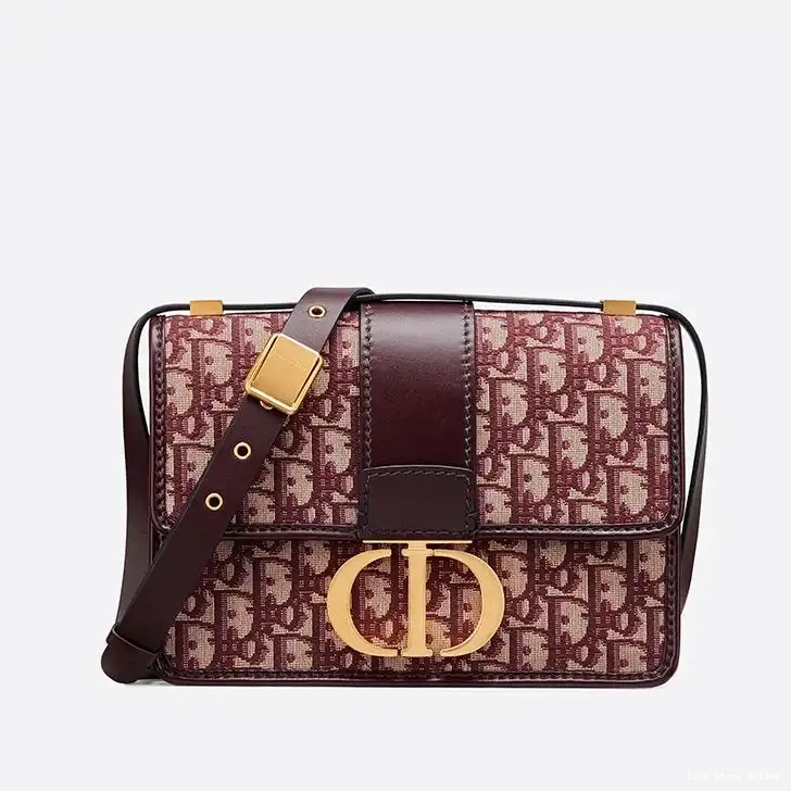 Cheap Montaigne Oblique Motif 30 Burgundy Canvas Dior Bag 0219 Hot Sale