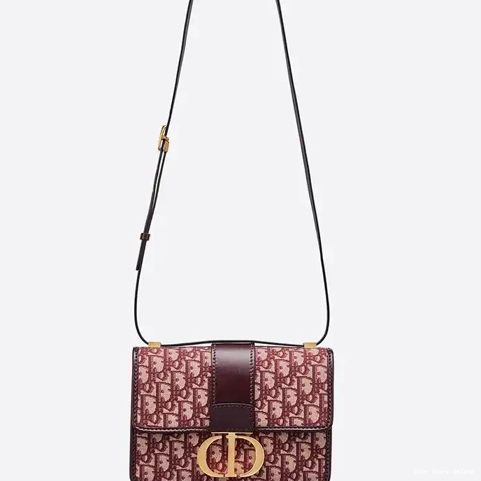 Cheap Montaigne Oblique Motif 30 Burgundy Canvas Dior Bag 0219 Hot Sale