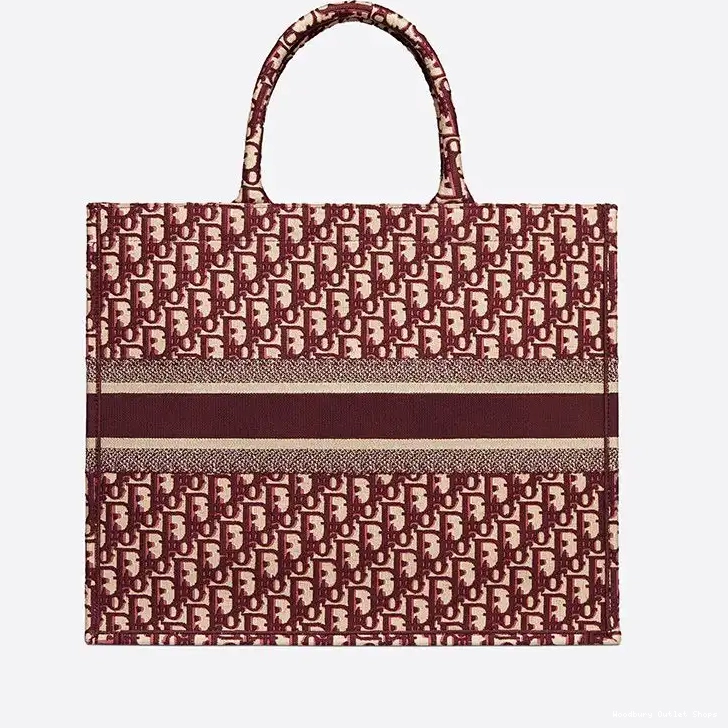 Cheap Oblique Dior Motif Tote Burgundy Book Canvas 0209 Hot Sale