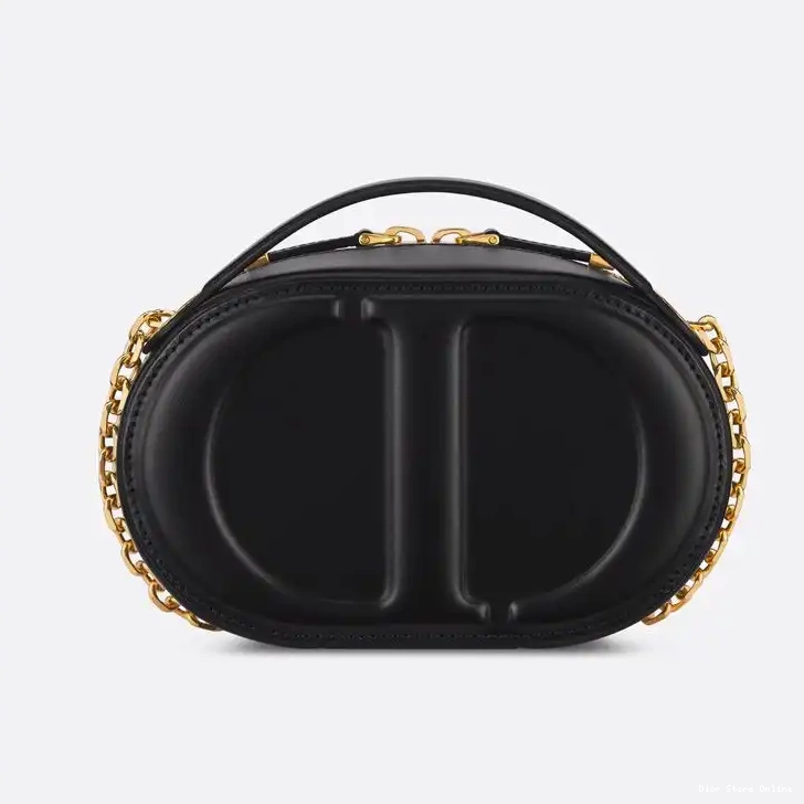 Cheap Signature Dior Oval Bag CD Camera Black Calfskin 0218 Hot Sale