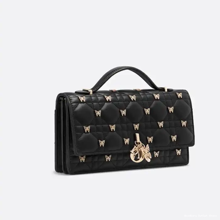 Cheap Handle with Black Top Cannage Miss Lambskin Studs Dior Bag Butterfly 0211 Hot Sale