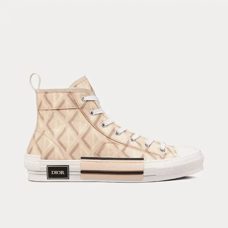 Cheap Dior B23 High-Top Sneakers Unisex CD Diamond Motif Canvas Brown 0204 Hot Sale