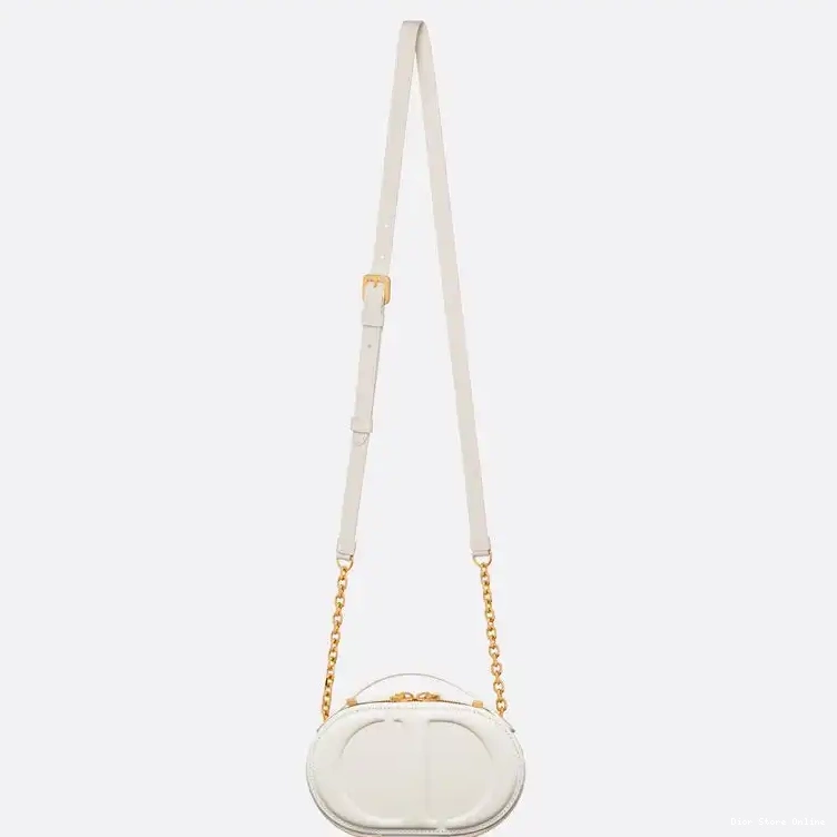 Cheap Camera Dior Calfskin CD Bag Oval Signature White 0226 Hot Sale