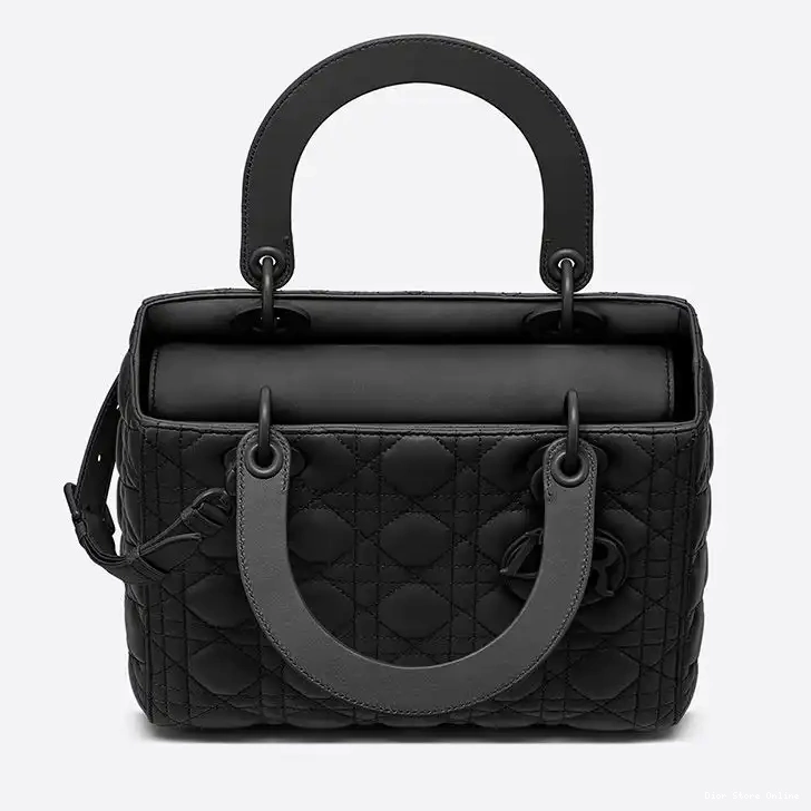 Cheap Black Ultramatte Medium Cannage Calfskin Bag Lady Dior 0213 Hot Sale