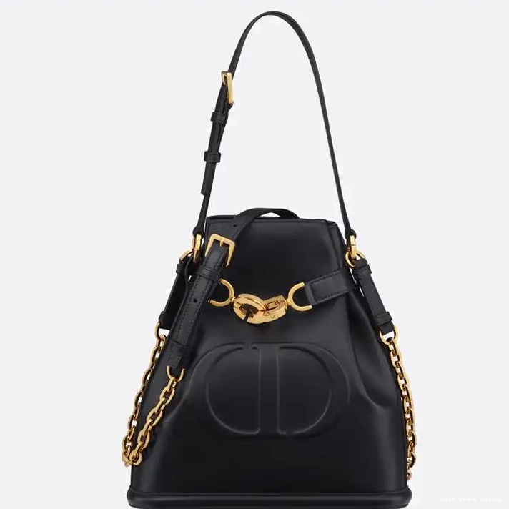 Cheap CD-Embossed Black C'est Bag Medium Dior Calfskin 0220 Hot Sale