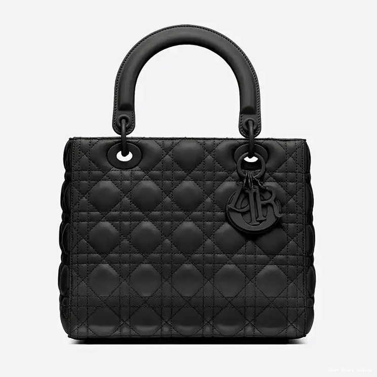 Cheap Bag Dior Black Lady Cannage Calfskin Medium Ultramatte 0218 Hot Sale