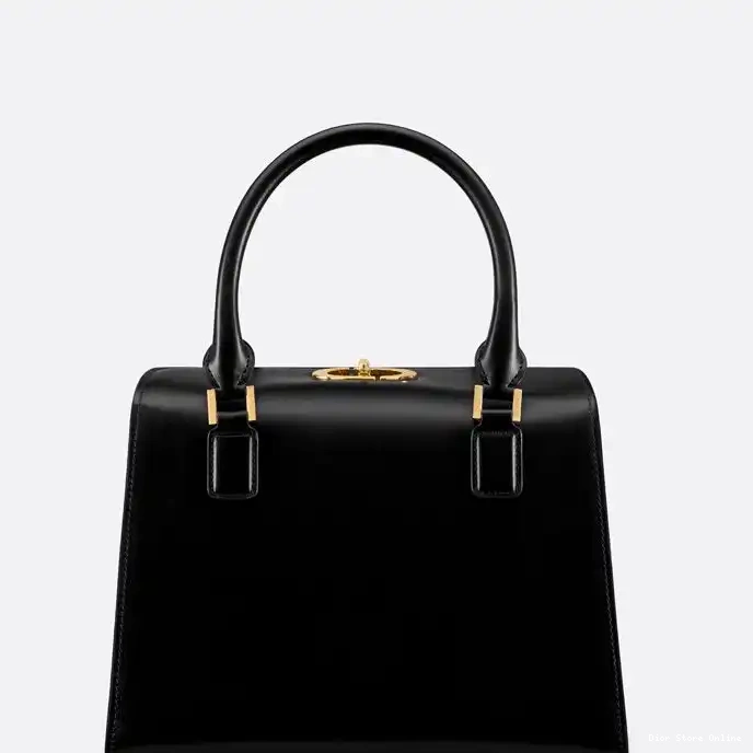 Cheap Boston Box Medium Bag Black Dior Calfskin 0222 Hot Sale