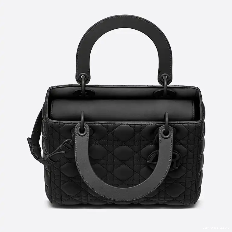 Cheap Bag Dior Black Lady Cannage Calfskin Medium Ultramatte 0218 Hot Sale