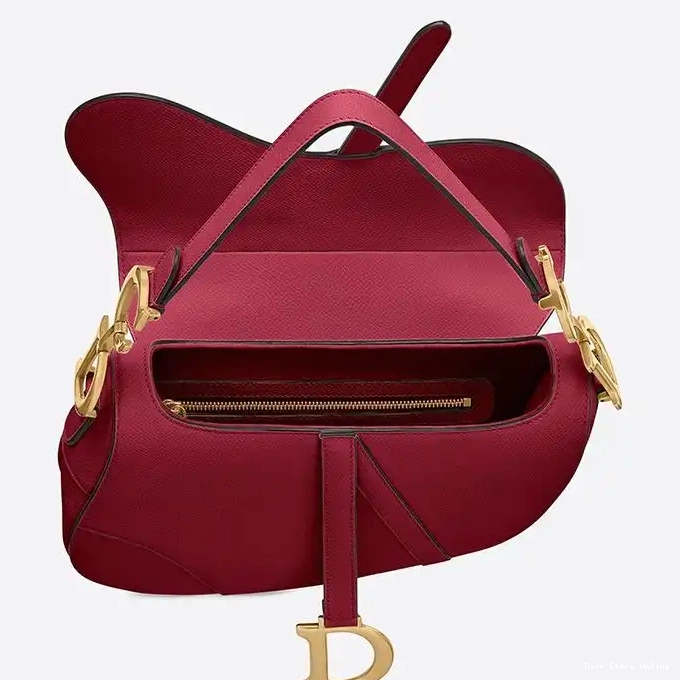 Cheap Red Calfskin Grained Bag Saddle Dior 0221 Hot Sale