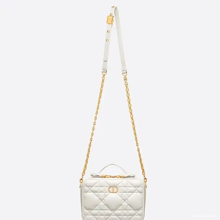 Cheap Box Dior Bag with Caro Chain Calfskin White Cannage 0214 Hot Sale