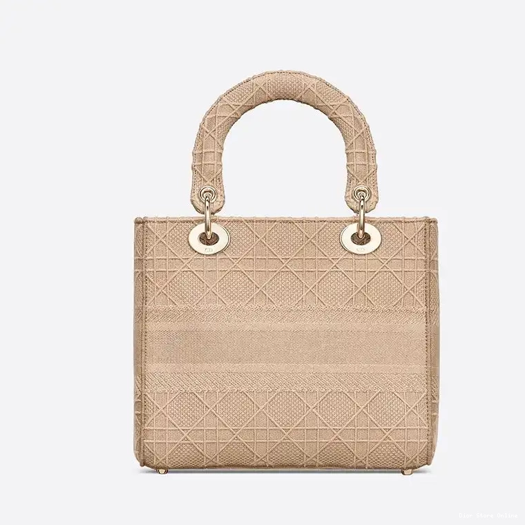 Cheap Medium Cannage Lady Beige D-lite Canvas Bag Motif 0210 Hot Sale