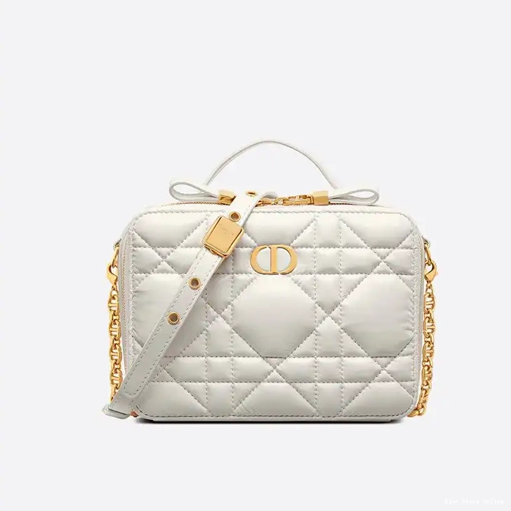 Cheap Box Dior Bag with Caro Chain Calfskin White Cannage 0214 Hot Sale